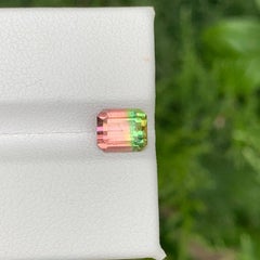 1.45 Carat Natural Bicolor Watermelon Tourmaline Emerald Cut Afghan Gemstone