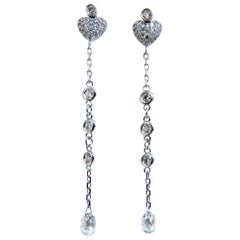 1.45 Carat Natural Briolette Diamonds Dangle Earrings 14 Karat Jackets and Stud*