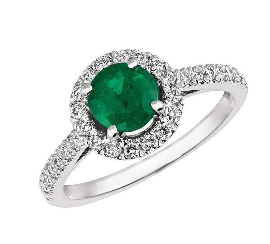 For Sale:  1.45 Carat Natural Diamond and Emerald Ring 14 Karat White Gold 2