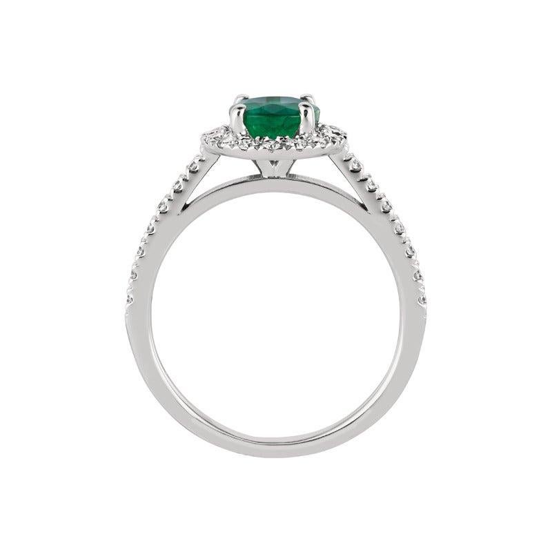 For Sale:  1.45 Carat Natural Diamond and Emerald Ring 14 Karat White Gold 3
