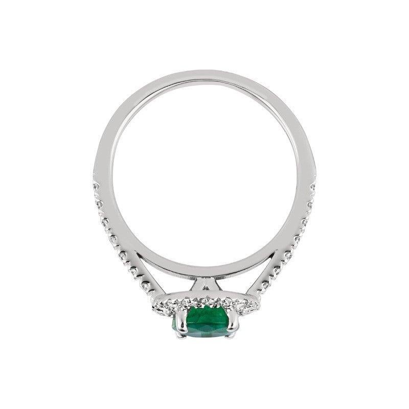 For Sale:  1.45 Carat Natural Diamond and Emerald Ring 14 Karat White Gold 4
