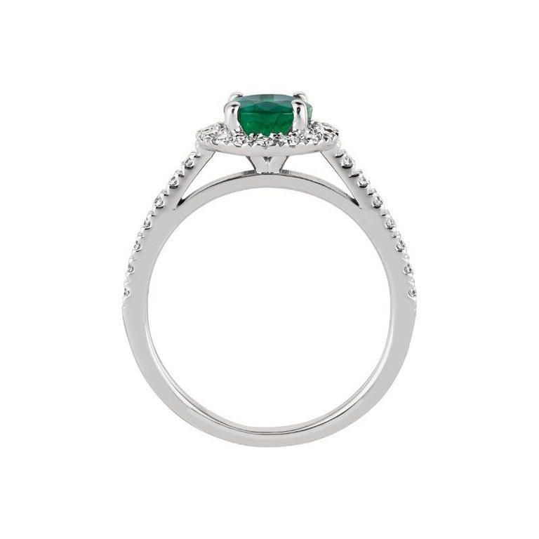 1.45 Carat Natural Diamond and Emerald Ring 14 Karat White Gold For ...