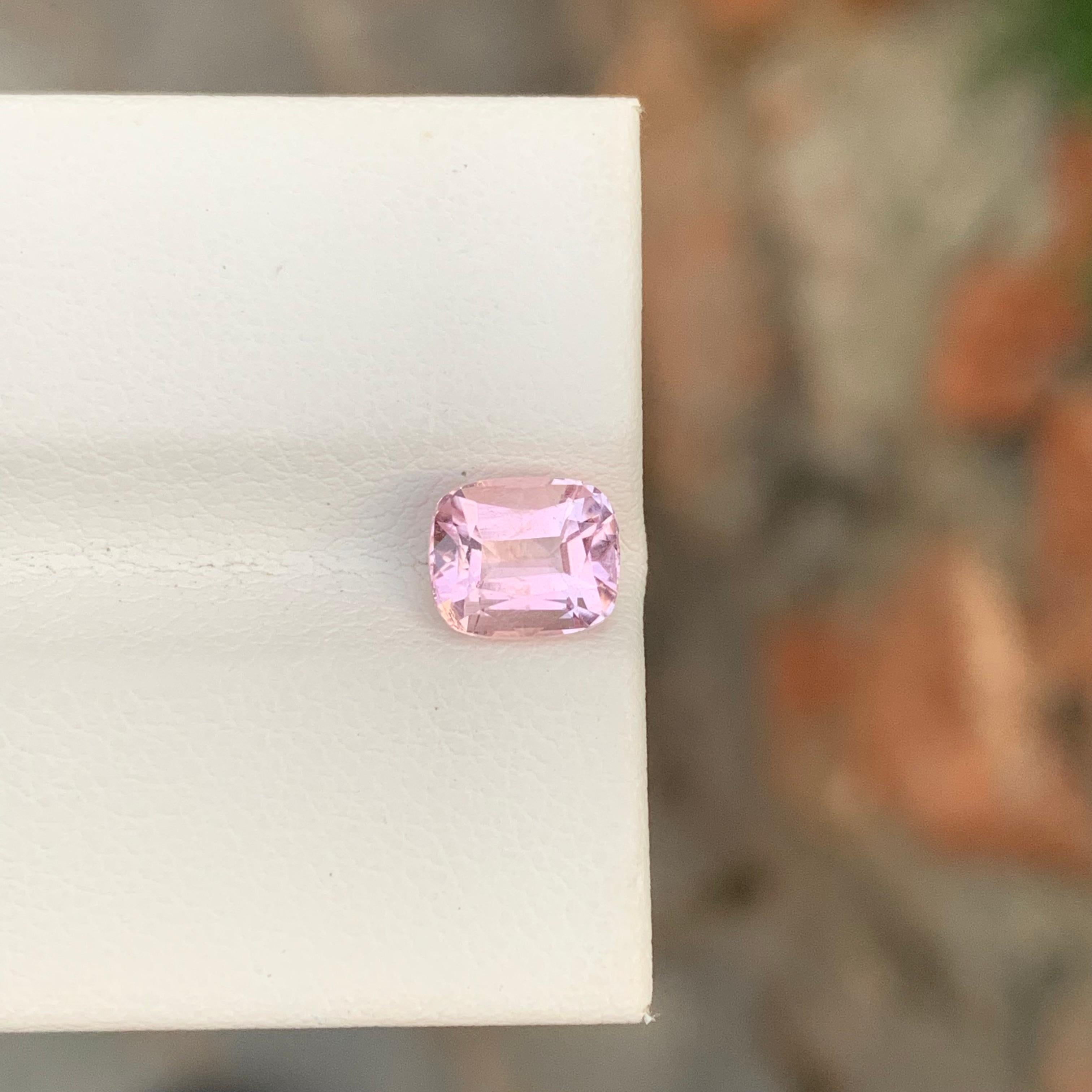 Women's or Men's 1.45 Carat Natural Loose Baby Pink Tourmaline Cushion Shape Gem For Ring For Sale