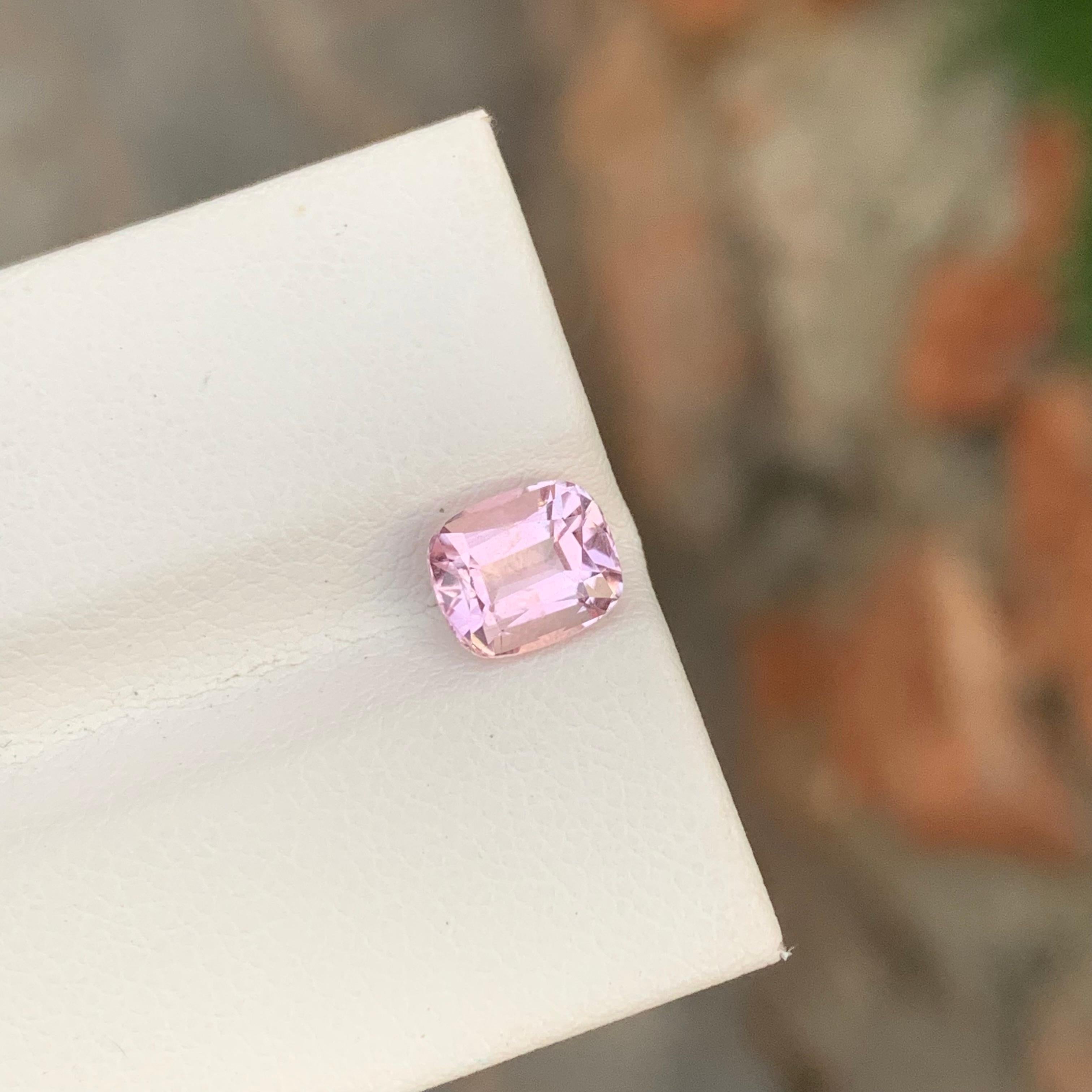 1.45 Carat Natural Loose Baby Pink Tourmaline Cushion Shape Gem For Ring For Sale 1