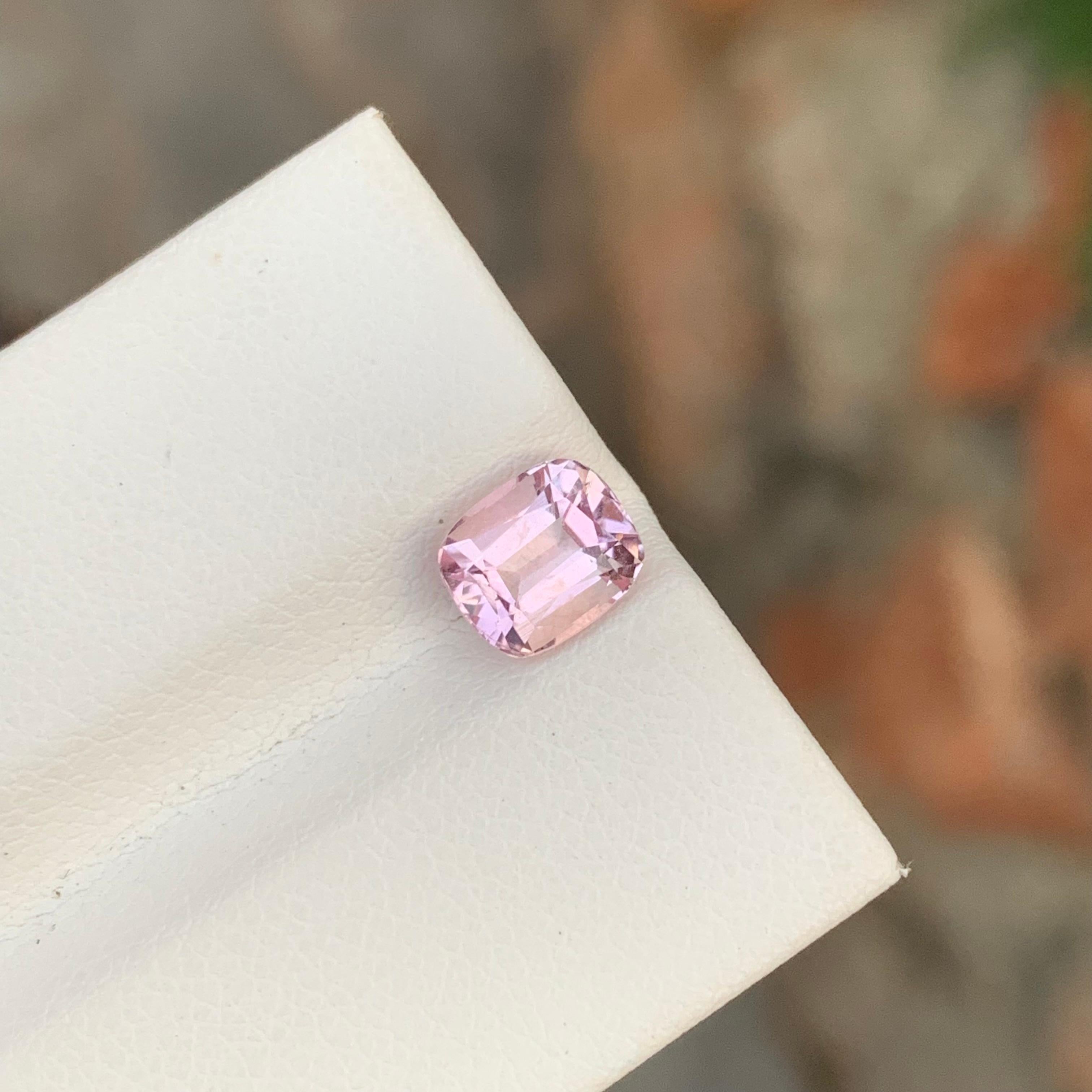 1.45 Carat Natural Loose Baby Pink Tourmaline Cushion Shape Gem For Ring For Sale 2