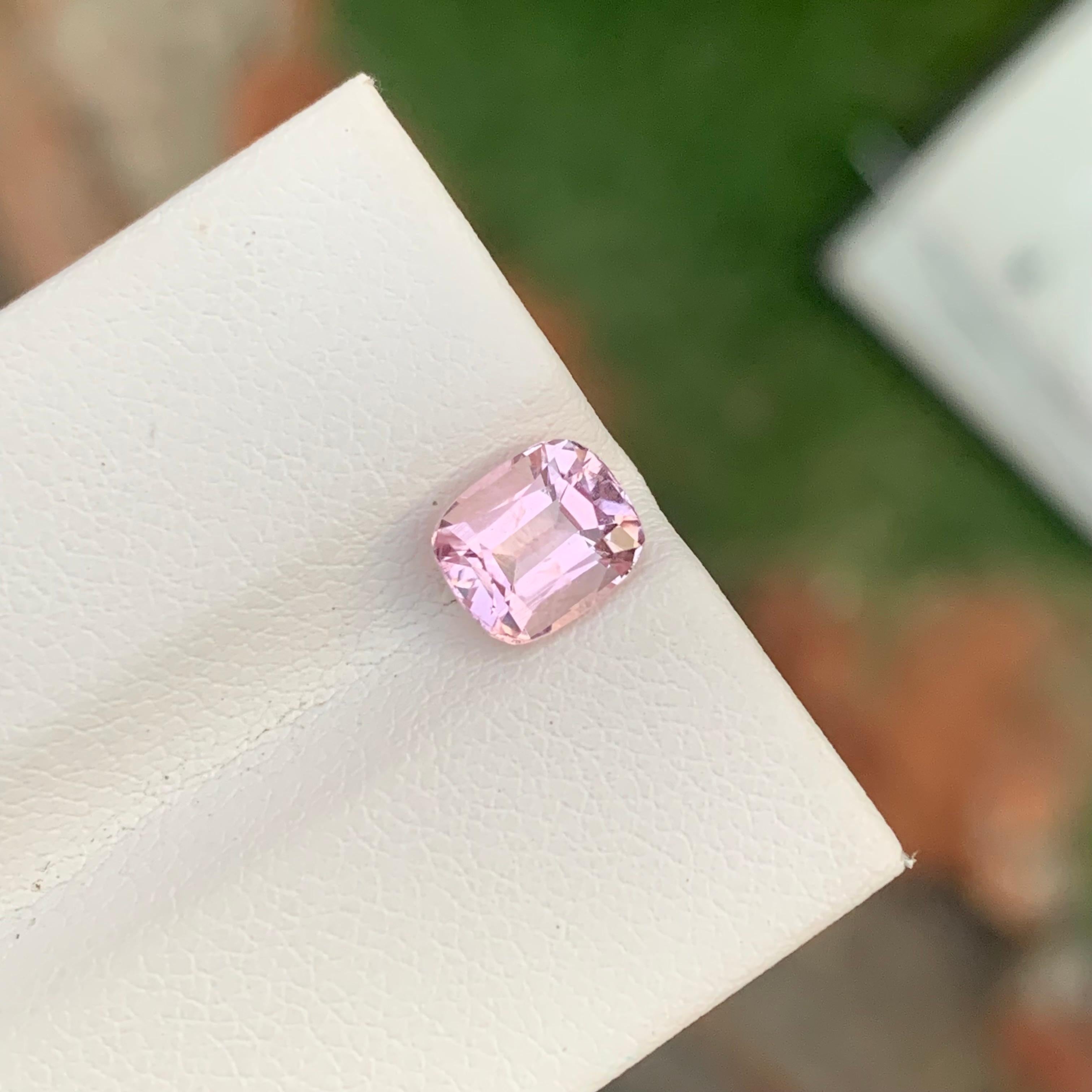 1.45 Carat Natural Loose Baby Pink Tourmaline Cushion Shape Gem For Ring For Sale 3