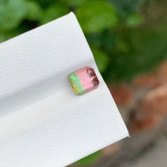 1.45 Carat Natural Loose Bi Colour Tourmaline Emerald Shape Gem For Ring