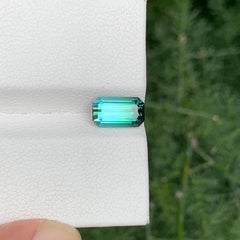 1.45 Carat Natural Loose Bluish Green Tourmaline Emerald Cut Afghan Gemstone