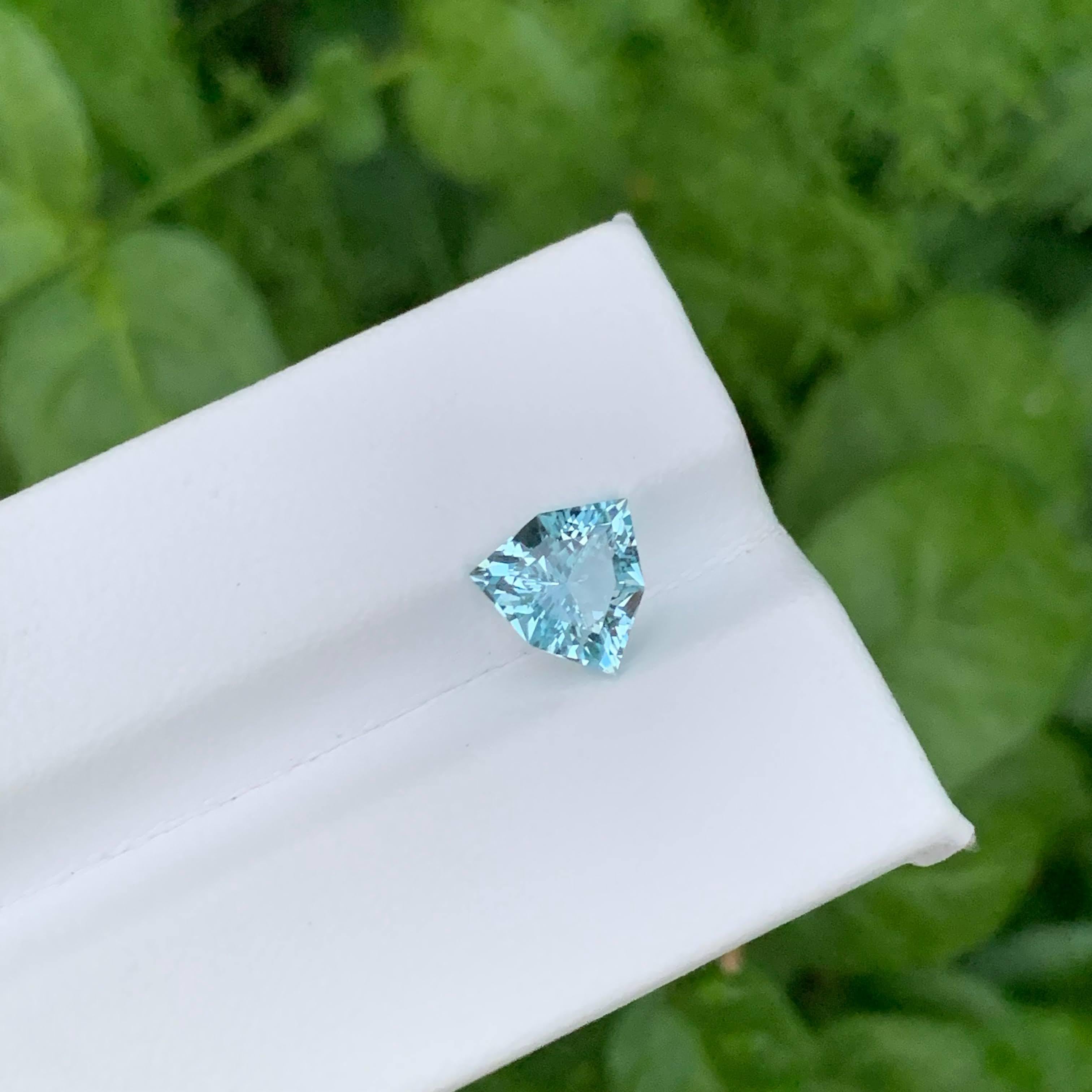 1,45 Karat Natürlicher loser tiefseeblauer Aquamarin Billionen-Schliff Pakistan Edelstein im Angebot 4