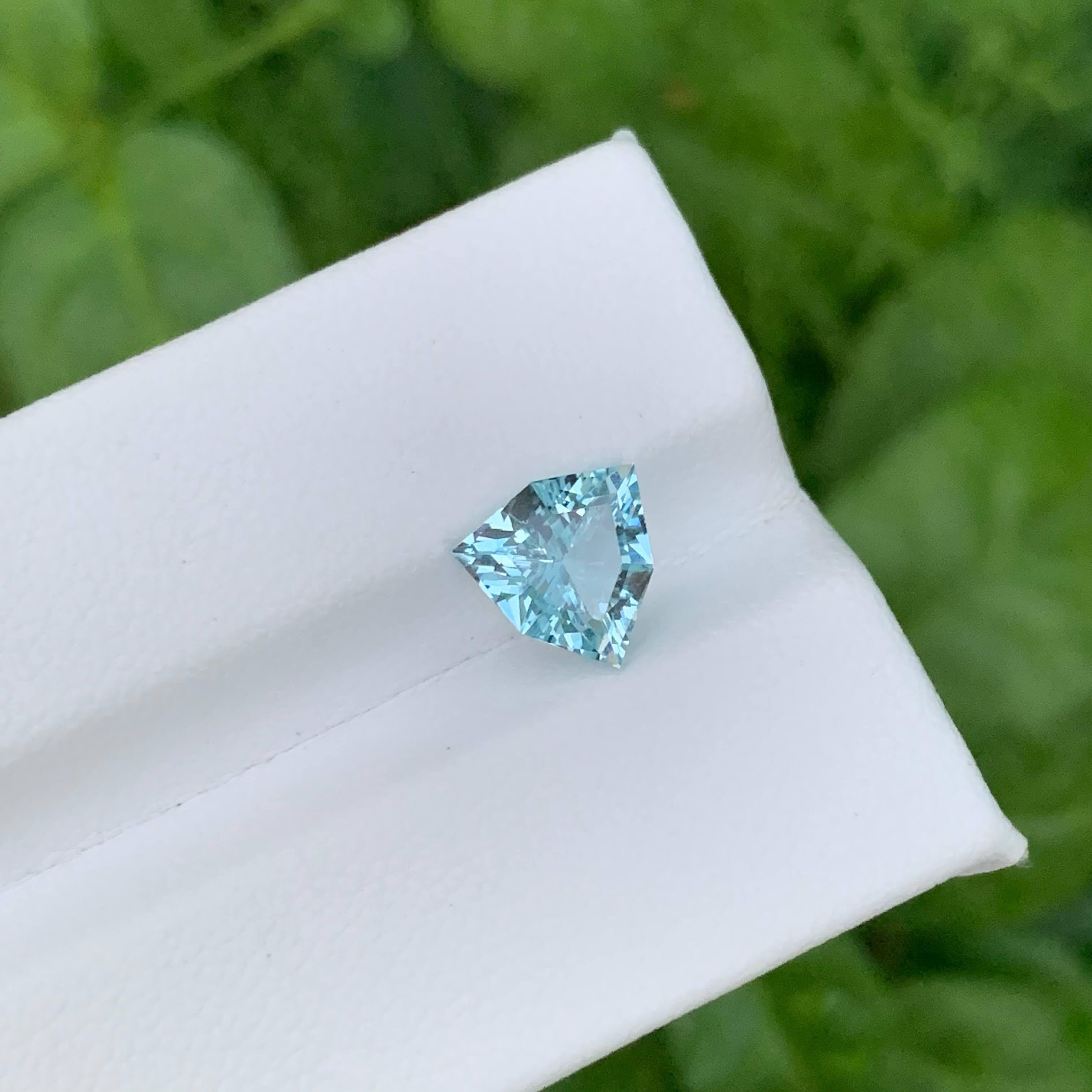 1,45 Karat Natürlicher loser tiefseeblauer Aquamarin Billionen-Schliff Pakistan Edelstein (Trillionschliff) im Angebot