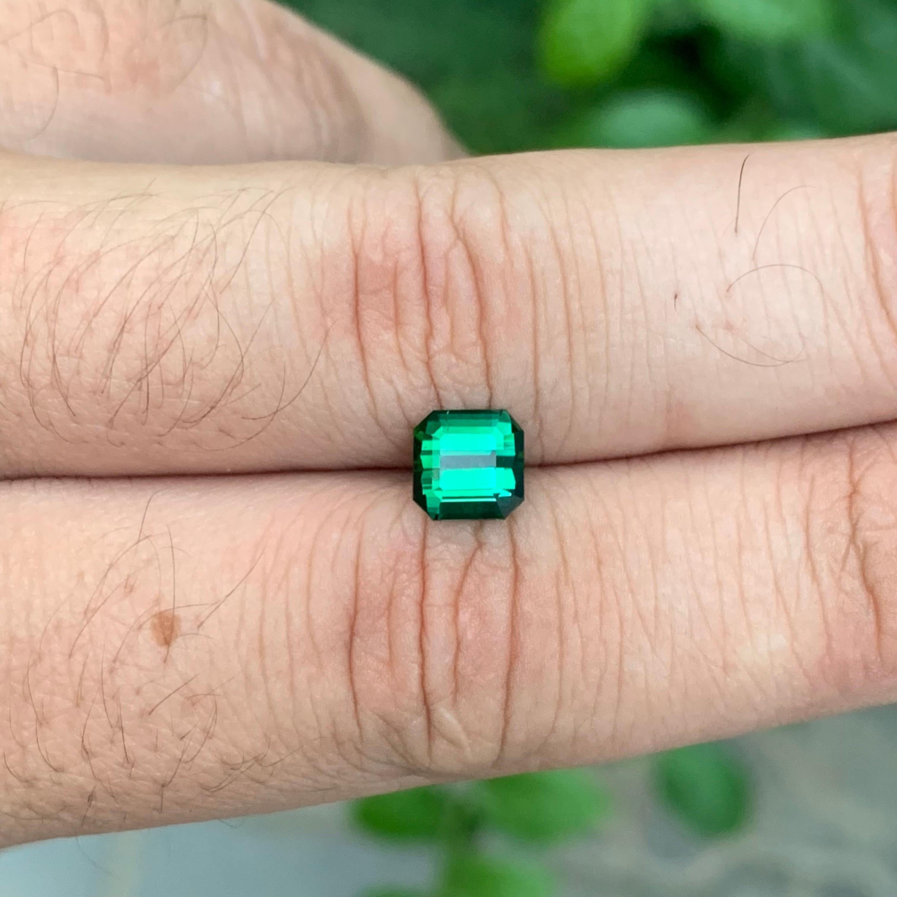 1.45 Carat Natural Loose Green Blue Tourmaline Square Shape Gemstone For Sale 4