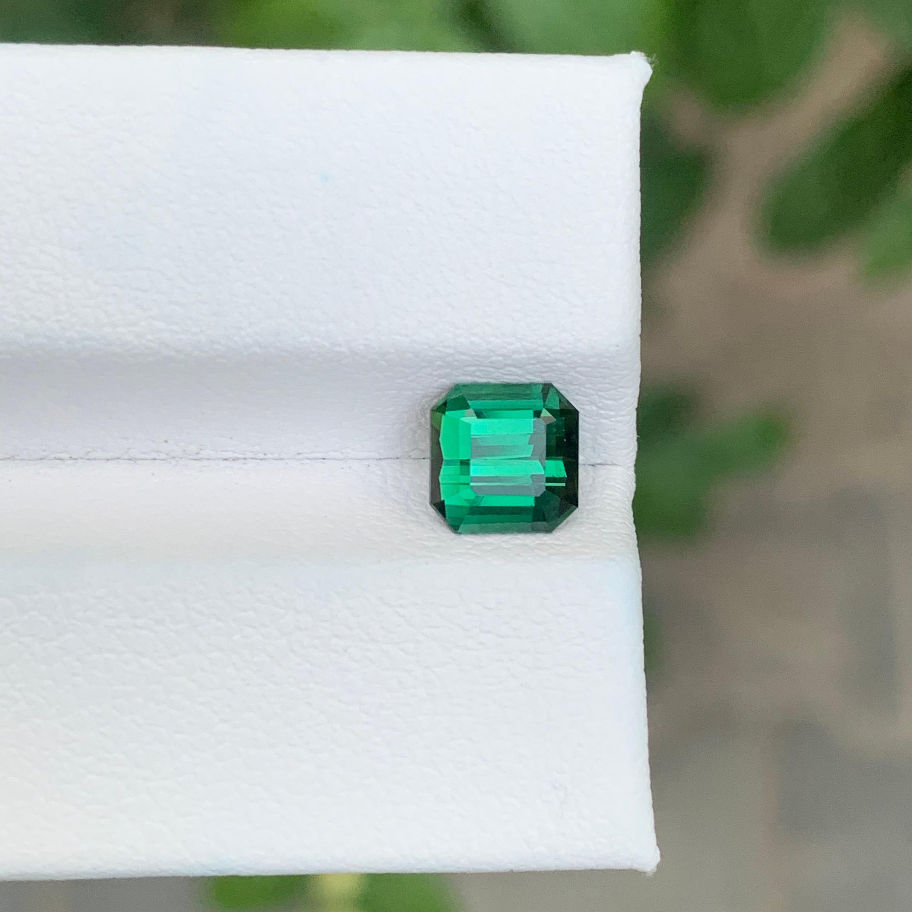 Arts and Crafts 1.45 Carat Natural Loose Green Blue Tourmaline Square Shape Gemstone For Sale
