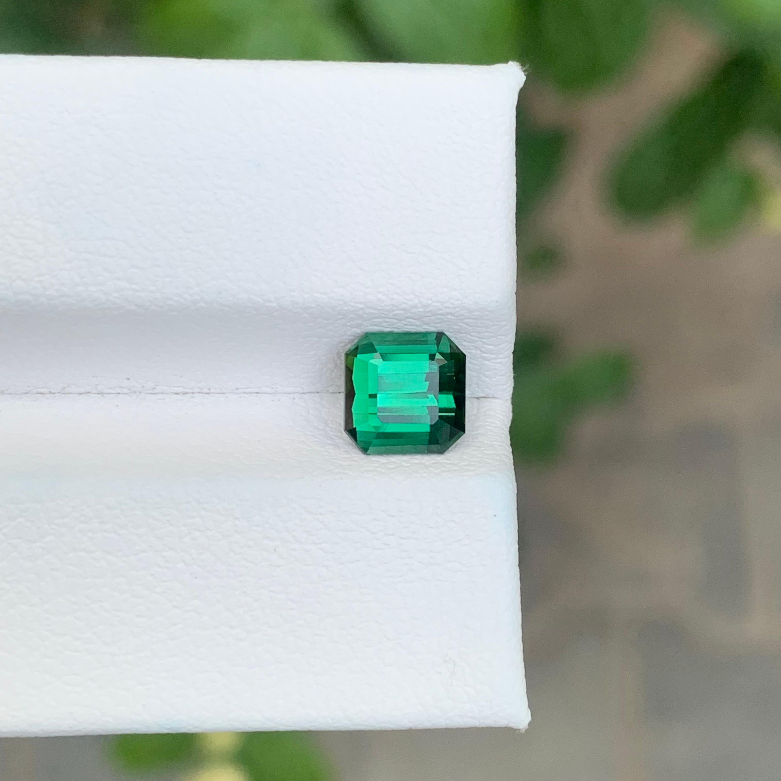 Women's or Men's 1.45 Carat Natural Loose Green Blue Tourmaline Square Shape Gemstone For Sale