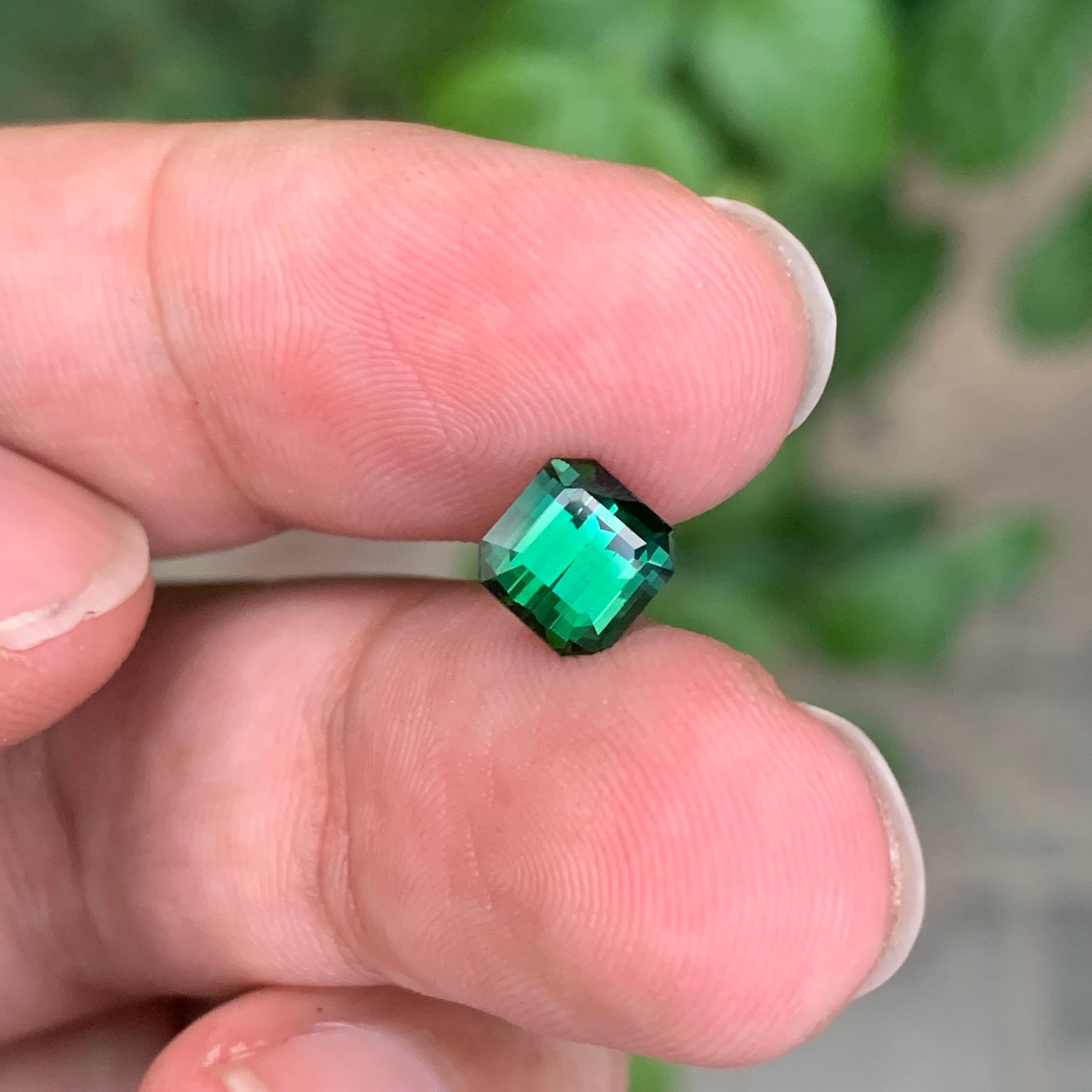 1.45 Carat Natural Loose Green Blue Tourmaline Square Shape Gemstone For Sale 3