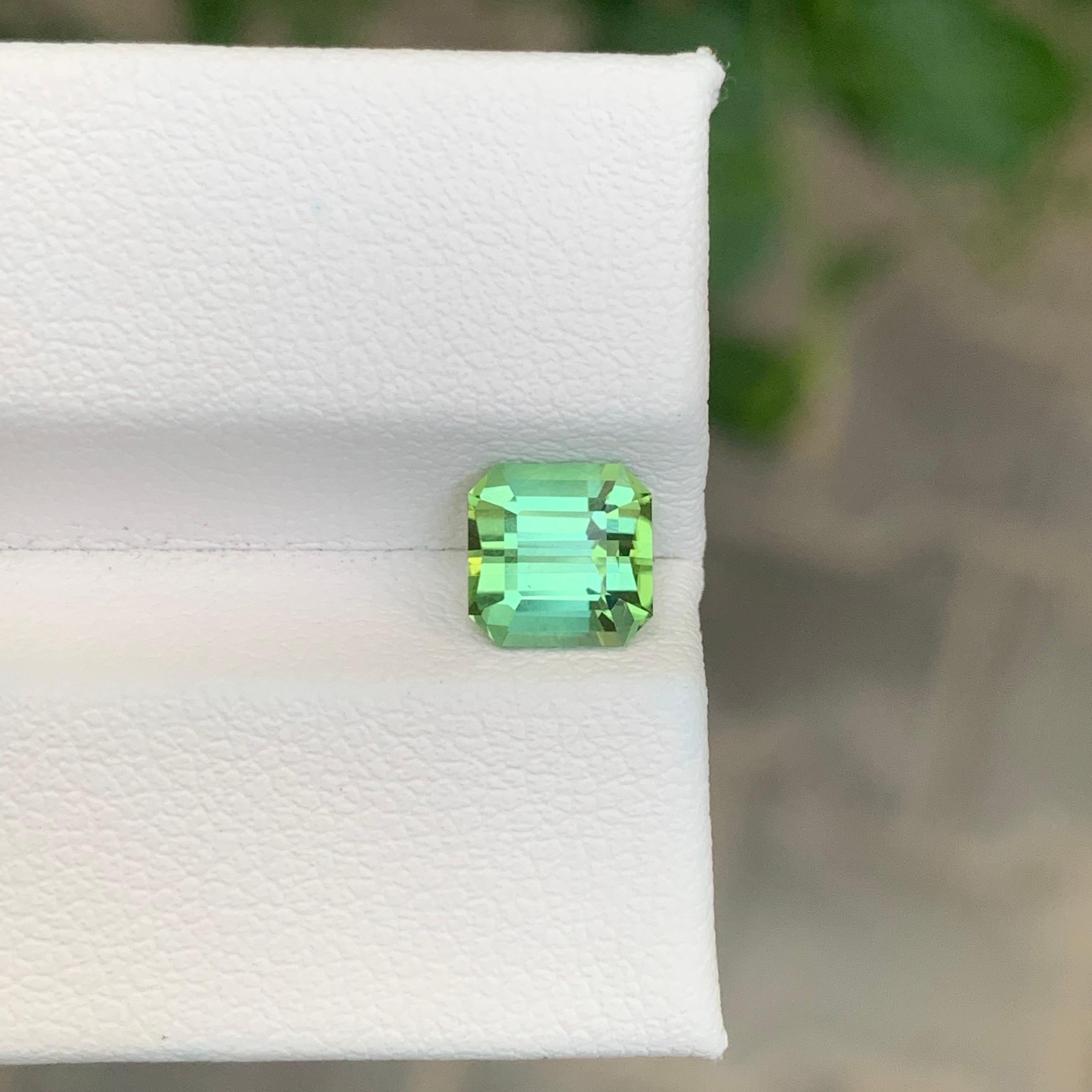 1.45 Carat Natural Loose Green Tourmaline Square Shape Gemstone For Sale 5