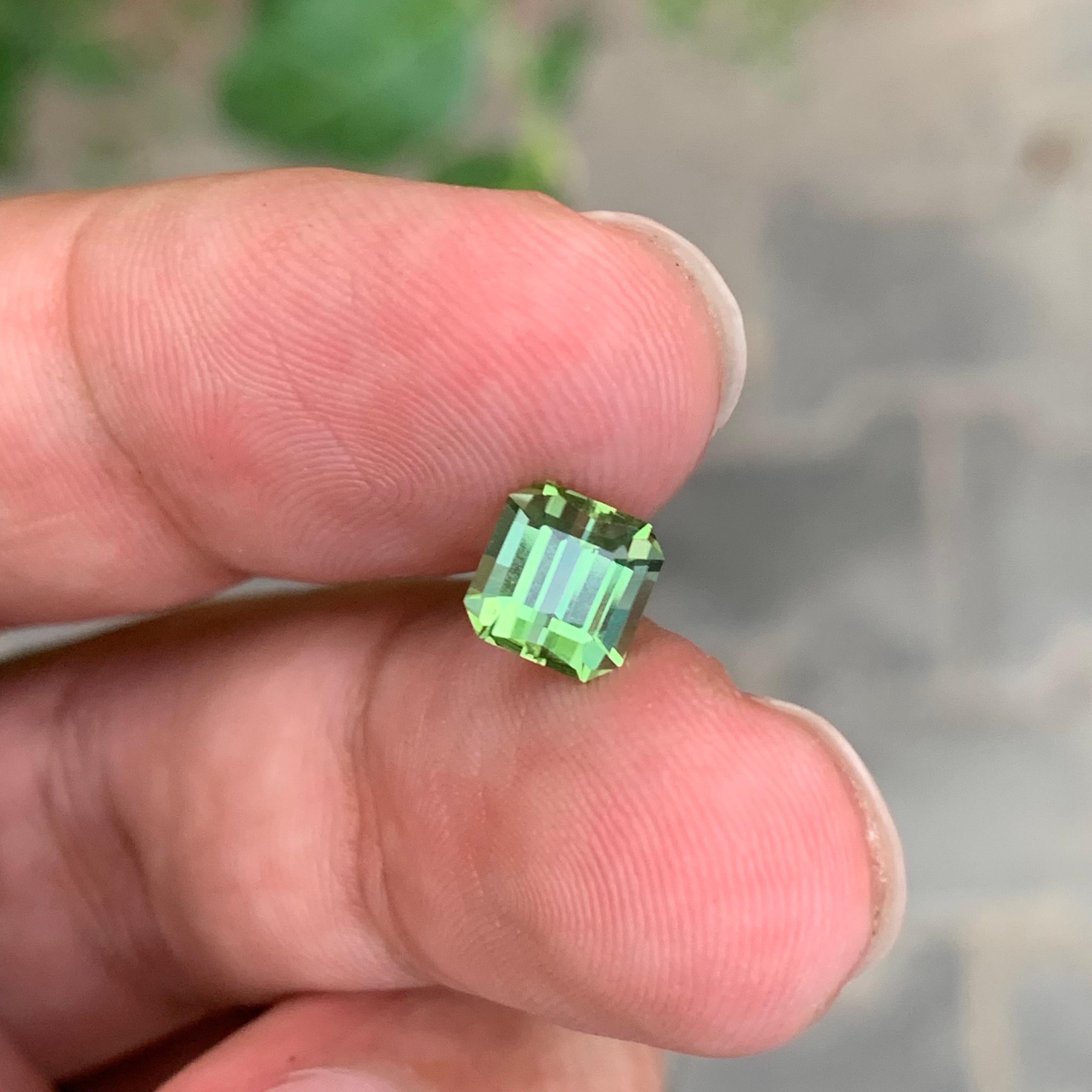 1.45 Carat Natural Loose Green Tourmaline Square Shape Gemstone For Sale 6