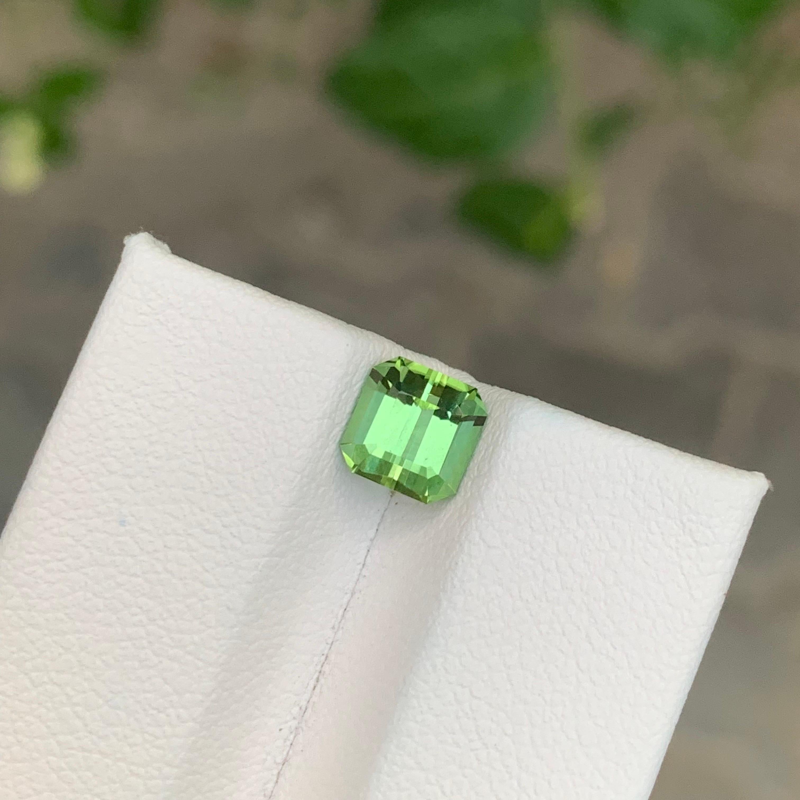 Arts and Crafts 1.45 Carat Natural Loose Green Tourmaline Square Shape Gemstone For Sale