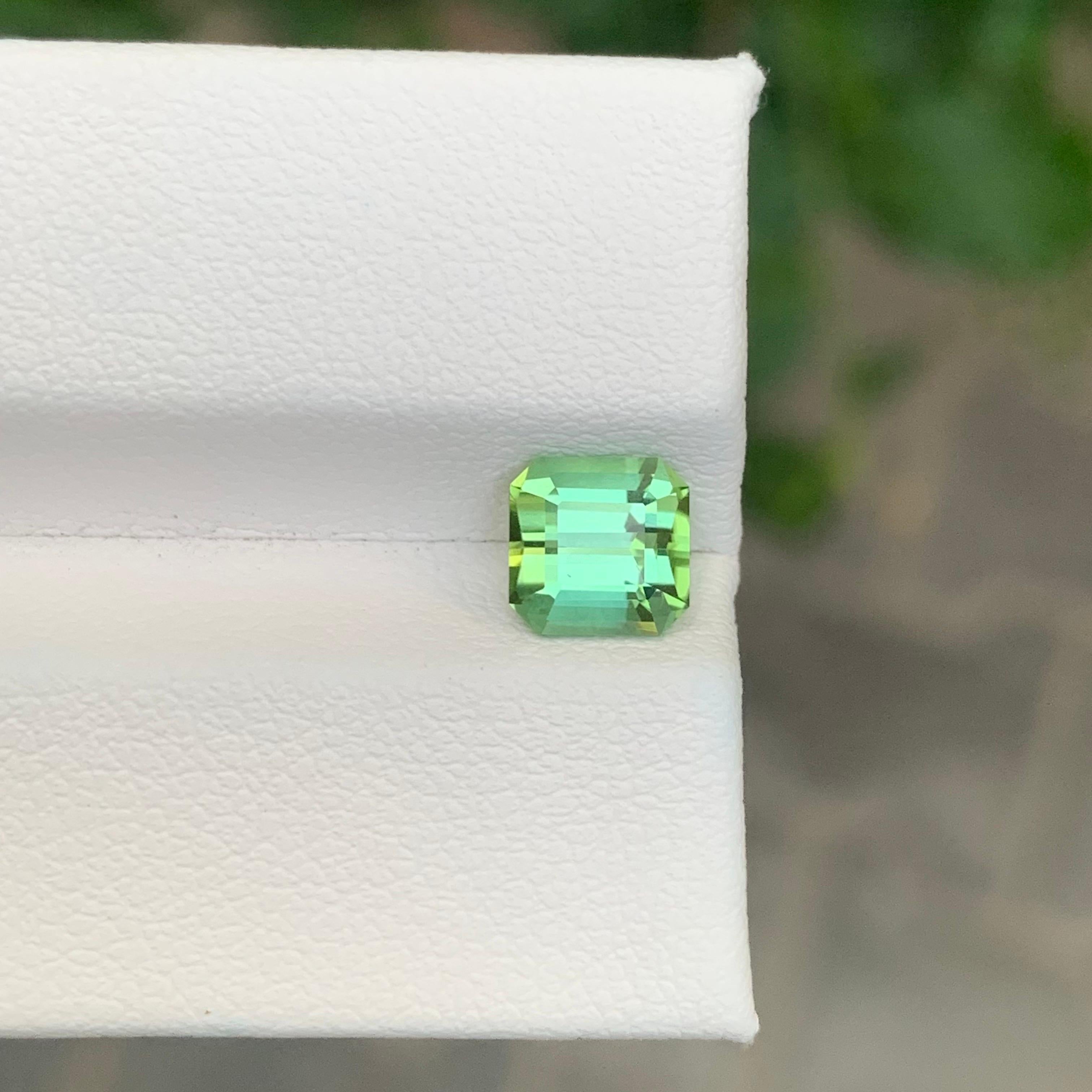 Square Cut 1.45 Carat Natural Loose Green Tourmaline Square Shape Gemstone For Sale