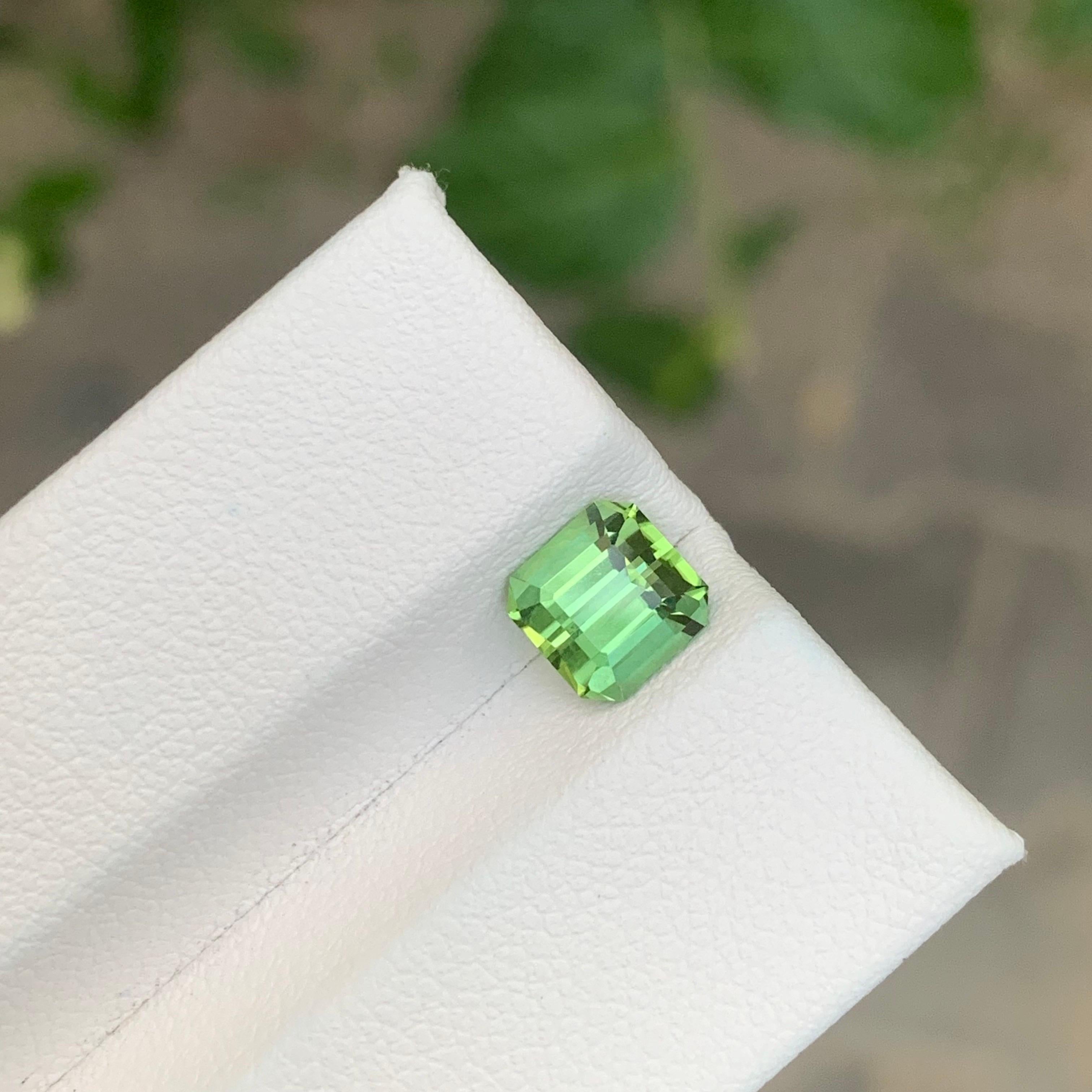 1.45 Carat Natural Loose Green Tourmaline Square Shape Gemstone For Sale 1