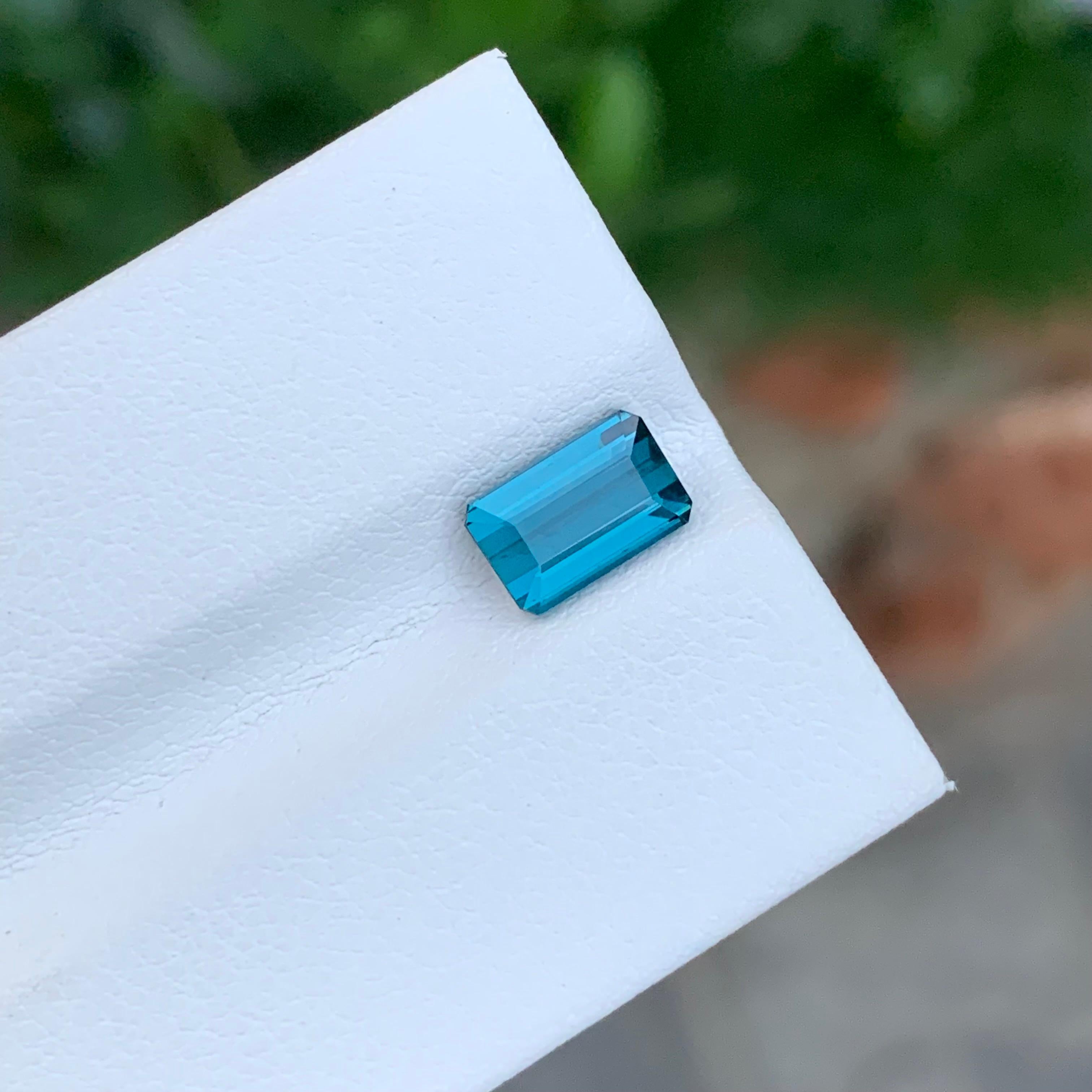 1,45 Karat natürlicher loser Indicolith Turmalin Smaragd Form Edelstein für Ring im Angebot 4