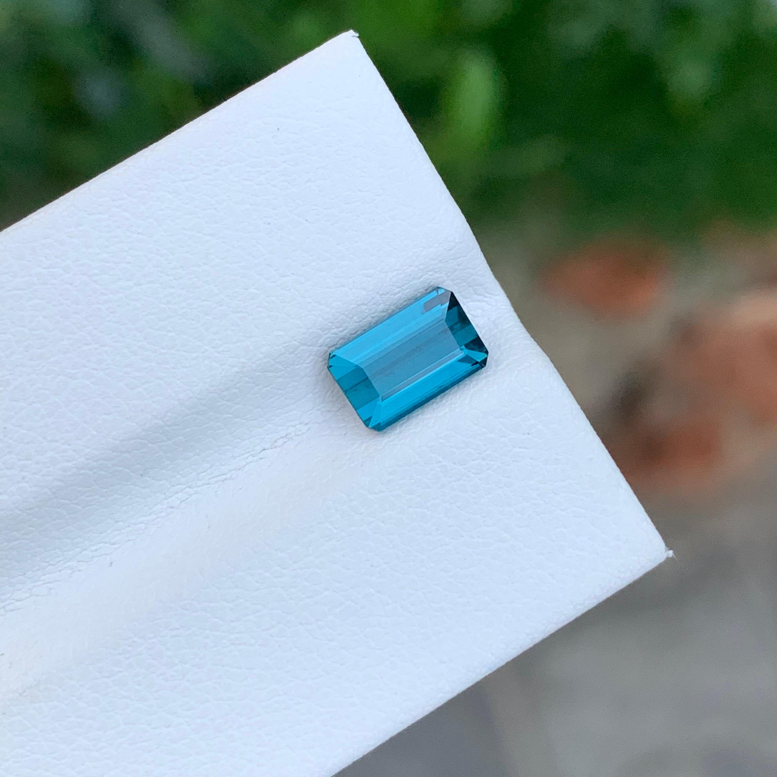 1,45 Karat natürlicher loser Indicolith Turmalin Smaragd Form Edelstein für Ring im Angebot 5