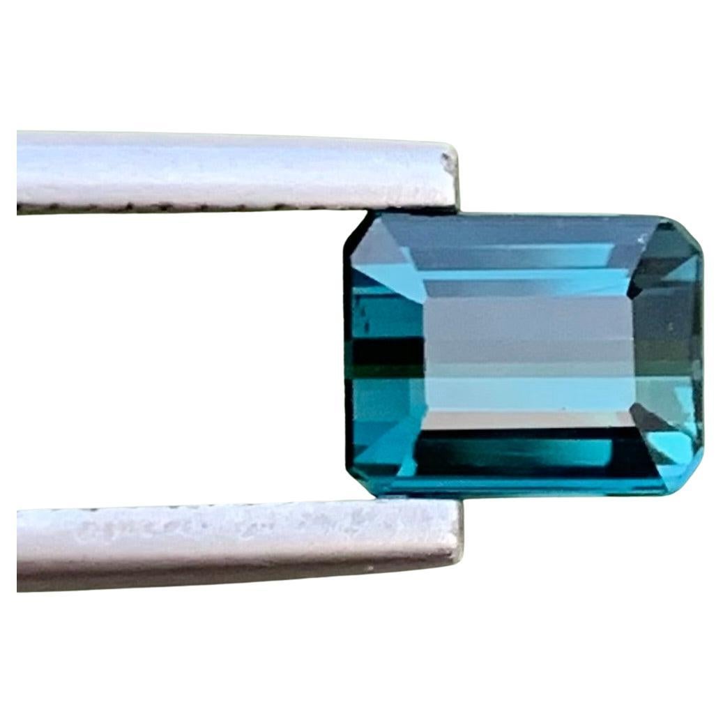 1.45 Carat Natural Loose Indicolite Tourmaline Emerald Shape Gem For Ring  For Sale