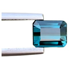 1.45 Carat Natural Loose Indicolite Tourmaline Emerald Shape Gem For Ring 