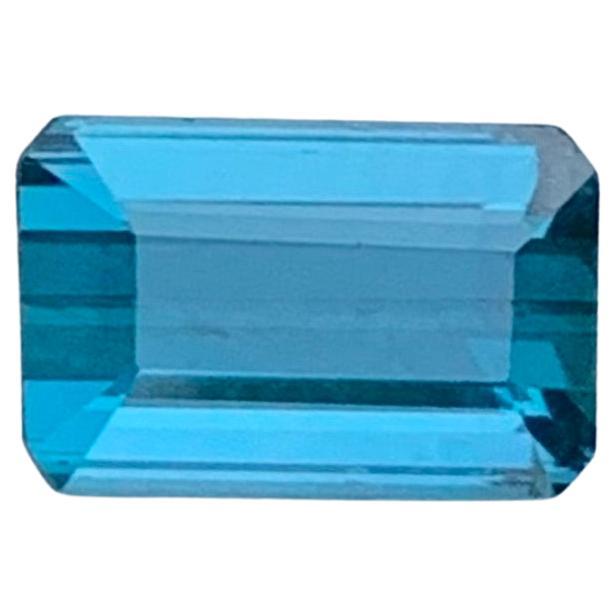 1.45 Carat Natural Loose Indicolite Tourmaline Emerald Shape Gem For Ring