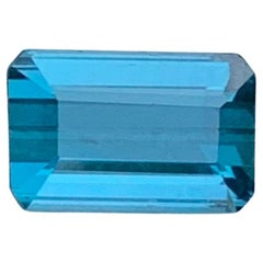 1.45 Carat Natural Loose Indicolite Tourmaline Emerald Shape Gem For Ring