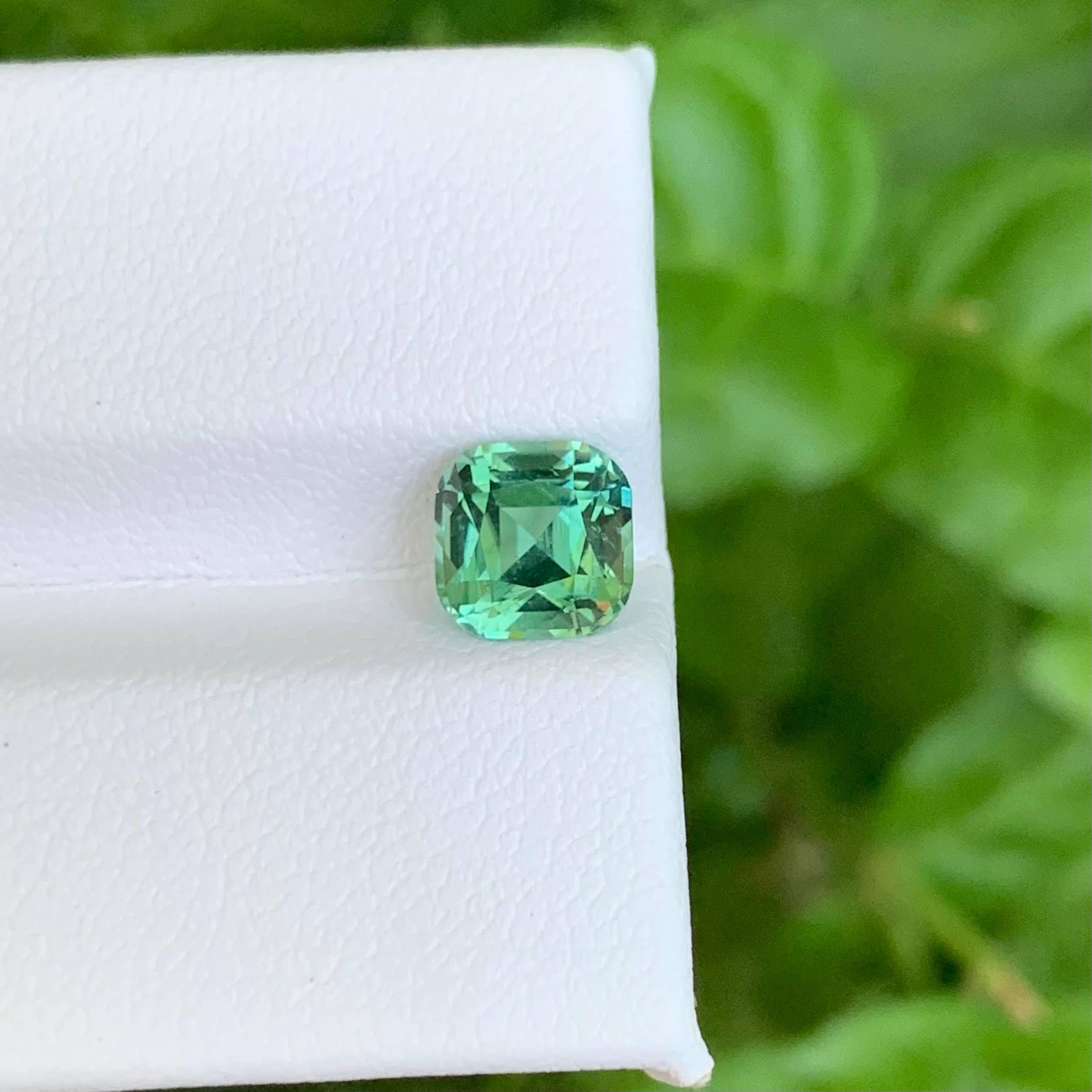 Peso 1,45 carati 
Dimensioni 6,5x6,5x4,9mm
Trattamento Nessuno 
Origine afgana 
Chiarezza VVS 
Forma taglio cuscino 




Questa tormalina verde menta sciolta da 1,45 carati è una gemma delicata e fresca, estratta dai rinomati giacimenti