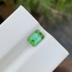 1.45 Carat Natural Loose Mint Green Tourmaline Emerald Shape Gem For Ring