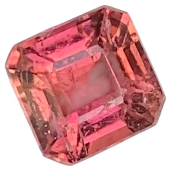 1.45 Carat Natural Loose Peach Pink Tourmaline Square Shape Gemstone