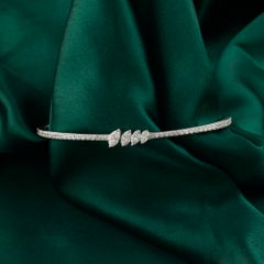 1.45 Carat Natural Marquise Diamond Cluster Bangle Bracelet in 18K White Gold