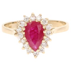 1.45 Carat Natural Ruby Diamond 14 Karat Yellow Gold Engagement Ring 1.45 Carat Natural Ruby Diamond 14 Karat Yellow Gold Engagement Ring