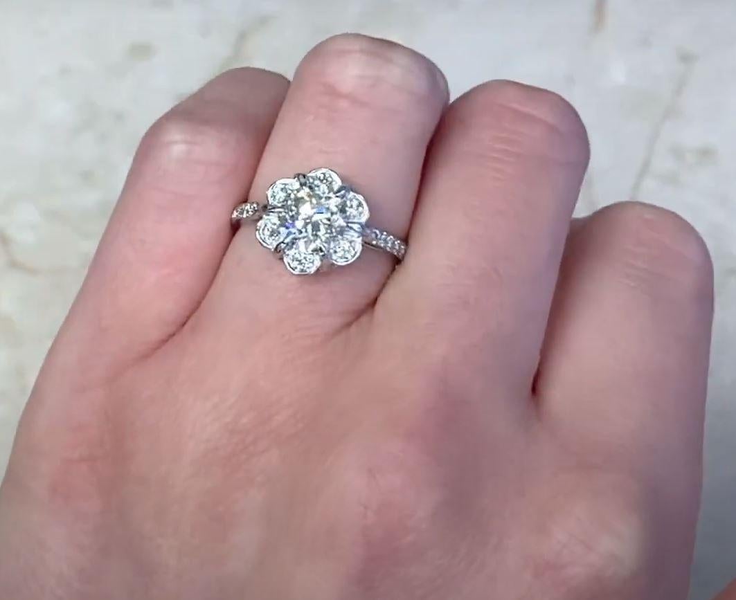 1.45 Carat Old Euro-Cut Diamond Engagement Ring, Platinum For Sale 3