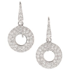 1.45 Carat Pave Diamond White Gold Dangle Earrings