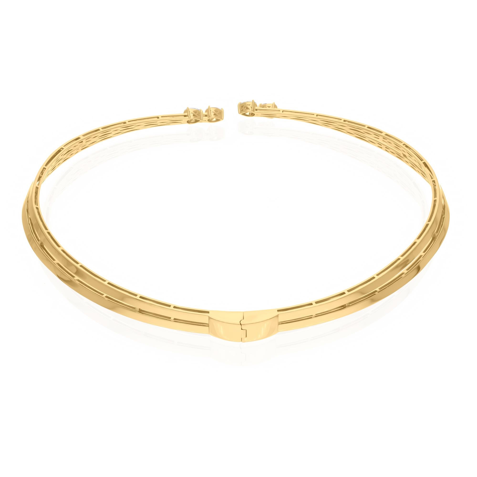 Pear Cut 1.45 Carat Pear Diamond Choker Necklace 14 Karat Yellow Gold Handmade Jewelry For Sale