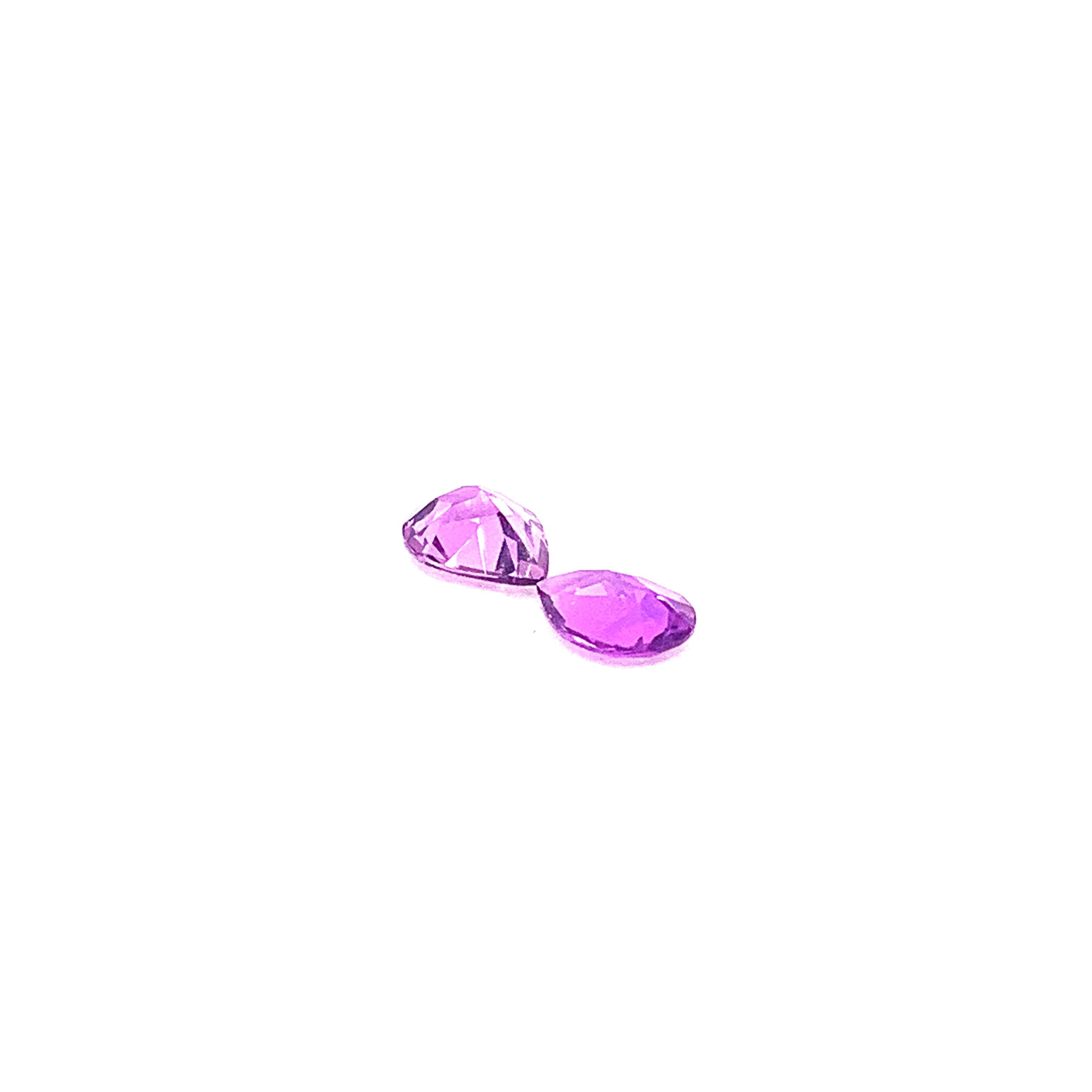 1.45 Carat Pear Shaped Purple Sapphire, Pair In New Condition For Sale In Hong Kong, HK