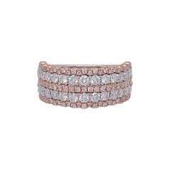 1.45 Carat Pink & White Diamond Band in 14k Two Tone Gold