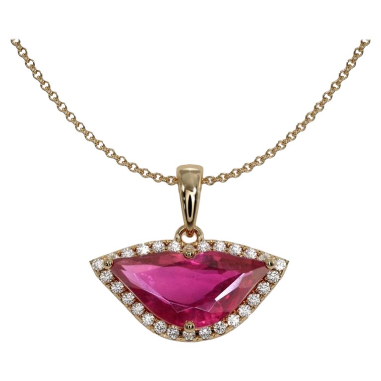 1.45 Carat Ruby Diamond Necklace 'Sri Lanka' For Sale