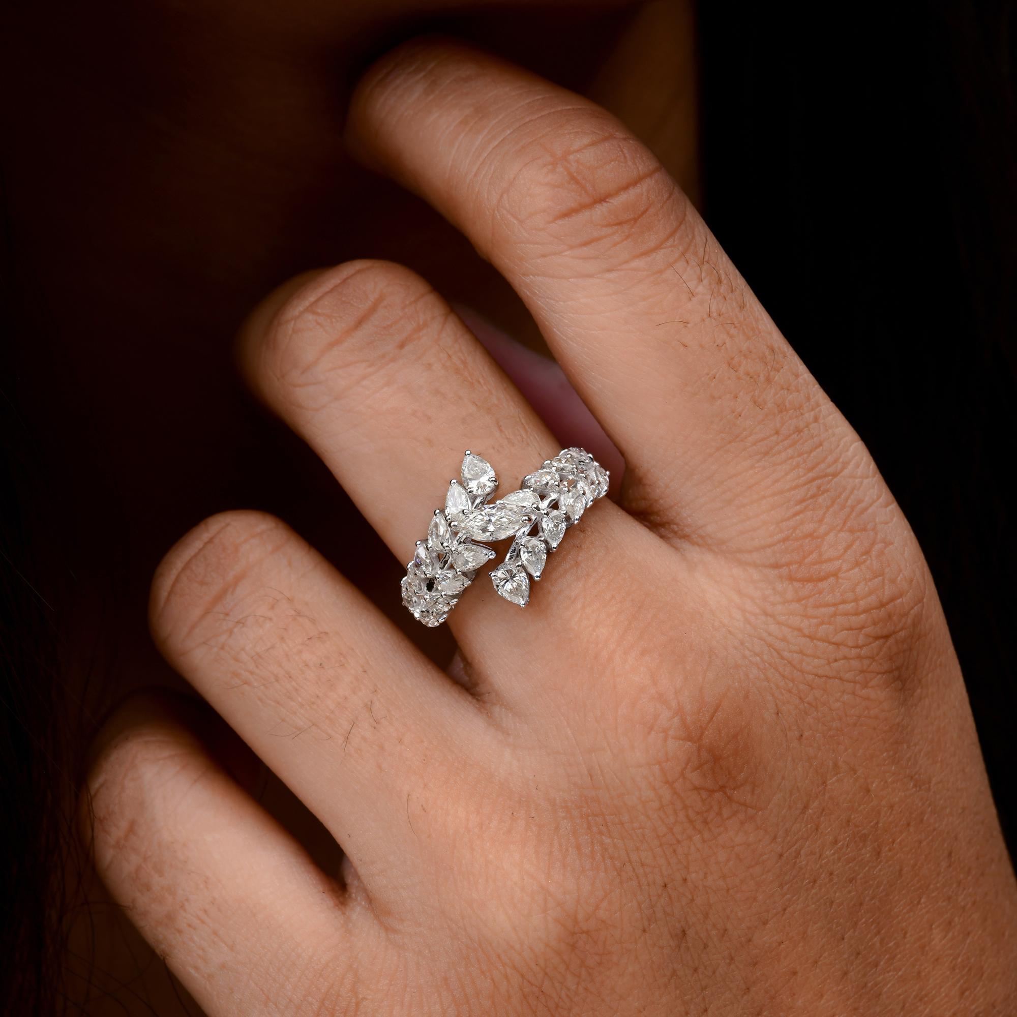 Marquise Cut 1.45 Carat SI Clarity HI Color Diamond Cluster Ring 14 Karat White Gold Jewelry For Sale