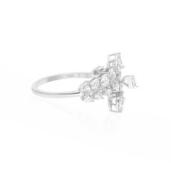 Pear Shape Natural Diamond Wrap Ring, 1.45 Carats, 18K White Gold