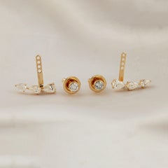 1.45 Carat SI Clarity HI Color Diamond Jacket Earrings 14 Karat Yellow Gold
