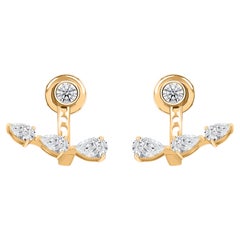 1.45 Carat SI Clarity HI Color Diamond Jacket Earrings 14 Karat Yellow Gold