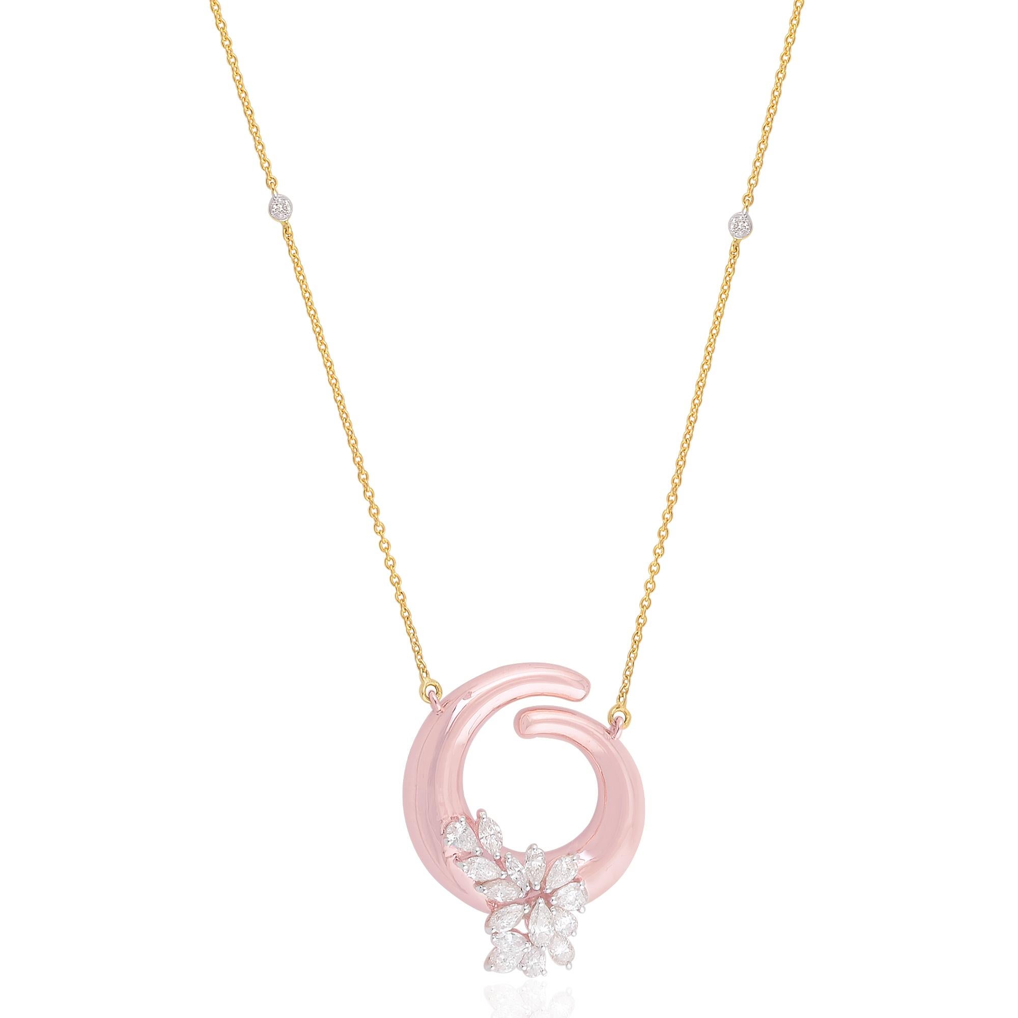 At the heart of this necklace is a remarkable 1.45 carat diamond, carefully chosen for its exceptional quality. The diamond boasts SI clarity, indicating that it is free from visible inclusions, and HI color, ensuring a bright and white appearance.