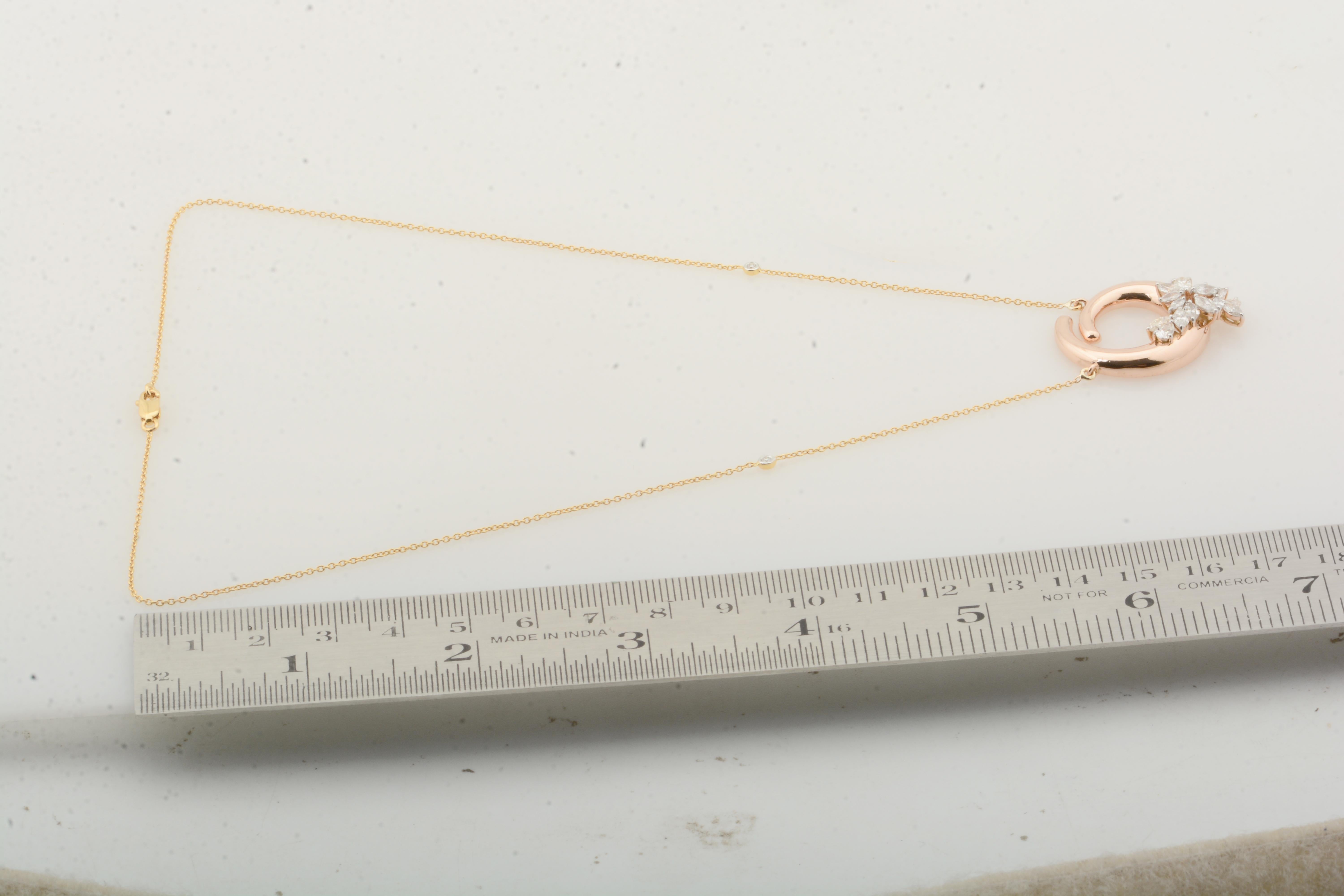 Pear Cut 1.45 Carat SI Clarity HI Color Diamond Pendant Fine Necklace Solid 18k Rose Gold For Sale