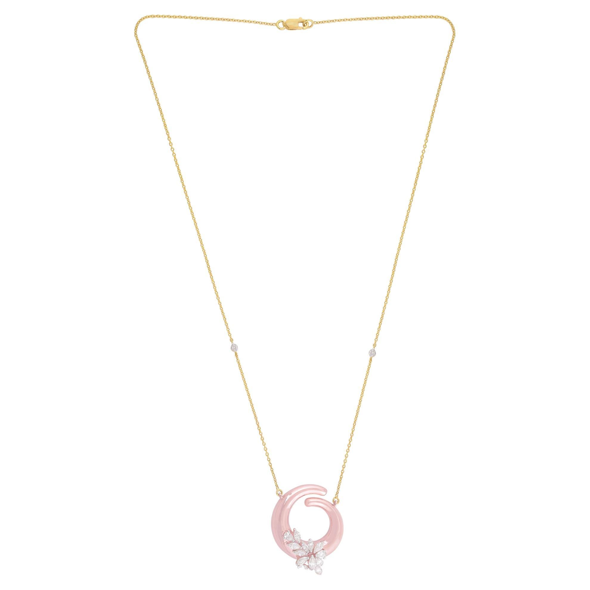 1.45 Carat SI Clarity HI Color Diamond Pendant Fine Necklace Solid 18k Rose Gold