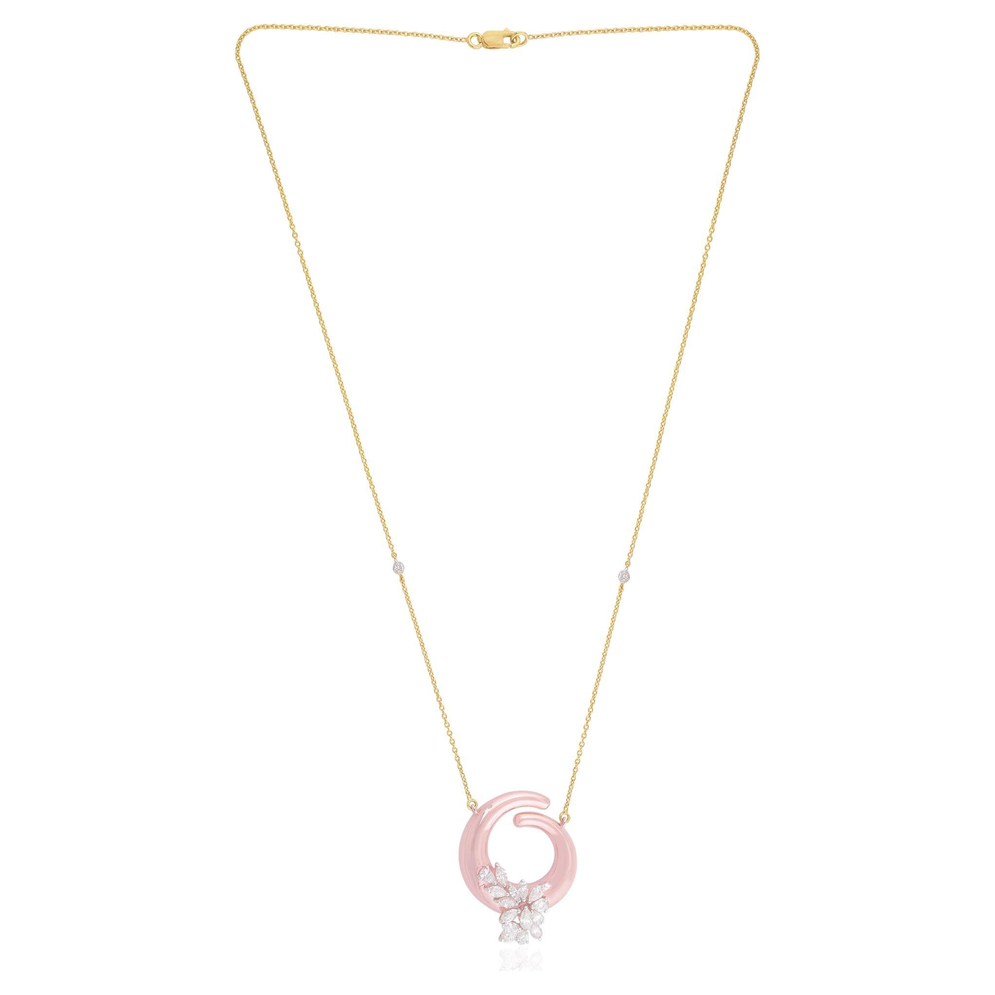 1,45 Carati SI Chiarezza HI Colore Ciondolo di diamanti Collana fine in oro rosa 18k massiccio