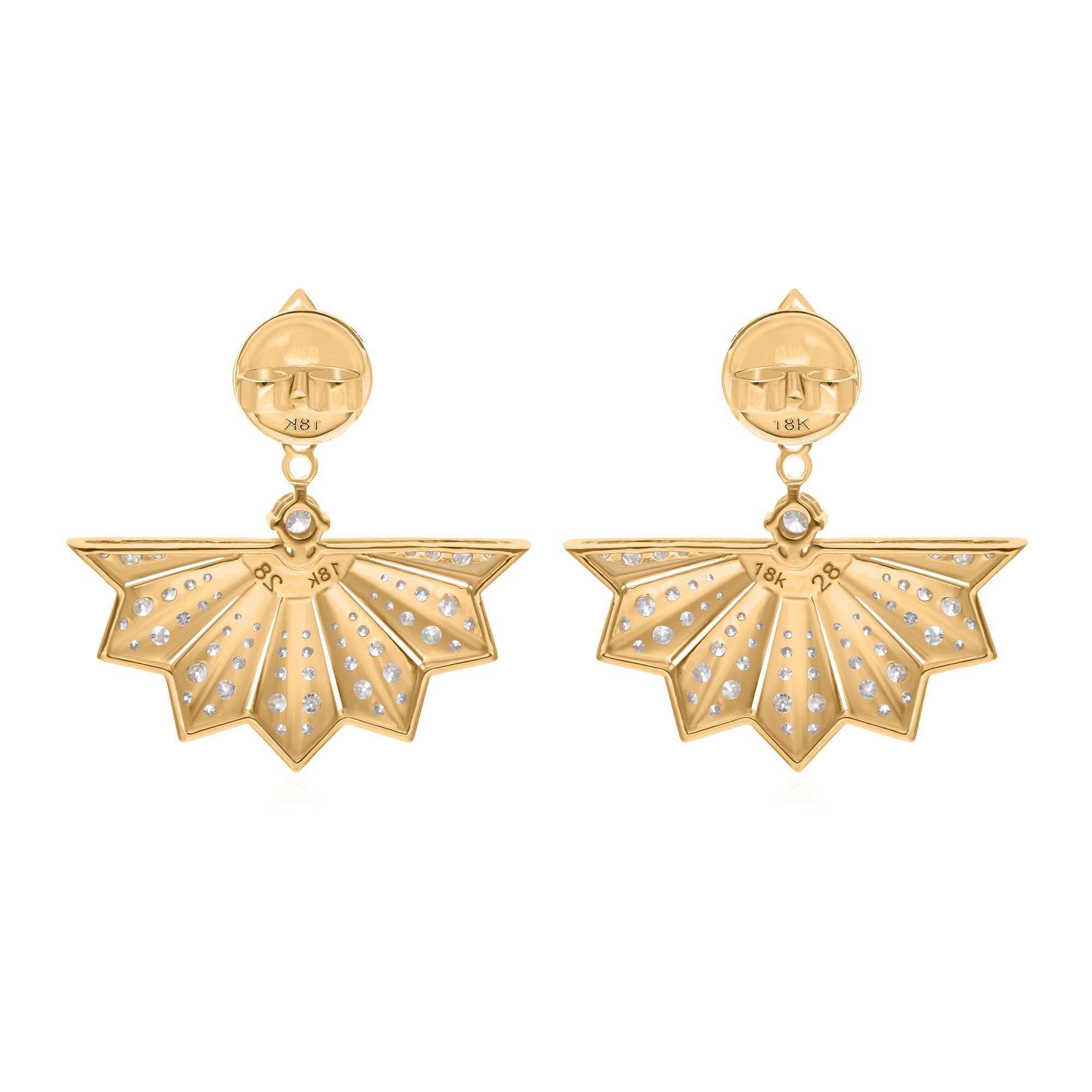 1,45 Quilates SI Claridad HI Color Diamante Oro Amarillo Chaqueta Pendientes Tela de Araña en Nuevo estado para la venta en Diera, Dubai