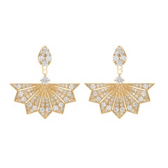 1.45 Carat SI Clarity HI Color Diamond Yellow Gold Jacket Spider Web Earrings